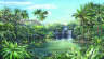 Tropical Lagoon palm treel Mural